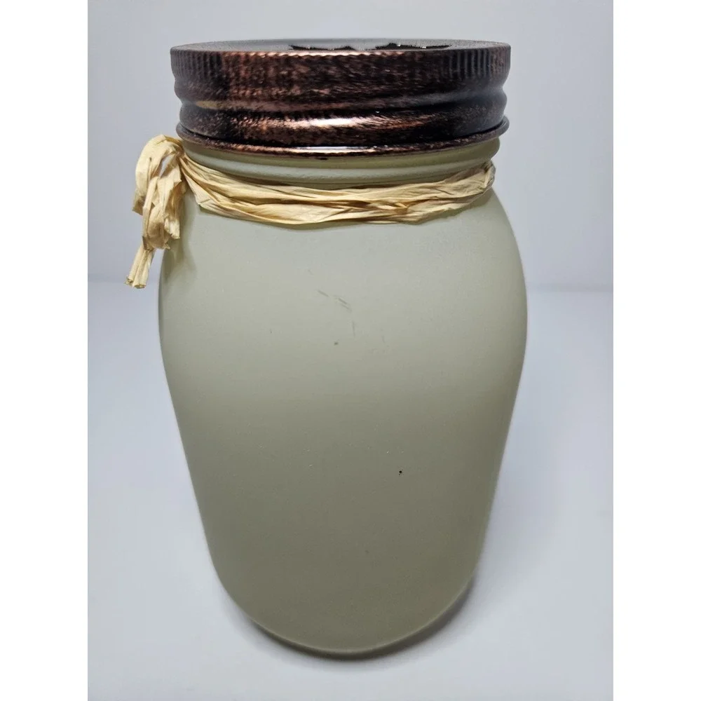 Frosted Mason Jar Candle Holder Fall Blessings Maple Leaf Tea Light Decor Raffia